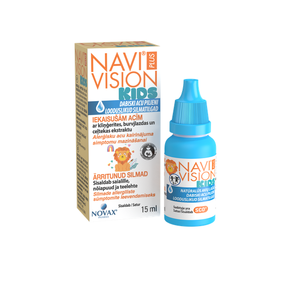 NAVI® Vision Plus Kids acu pilieni iekaisušām acīm bērniem, 15 ml