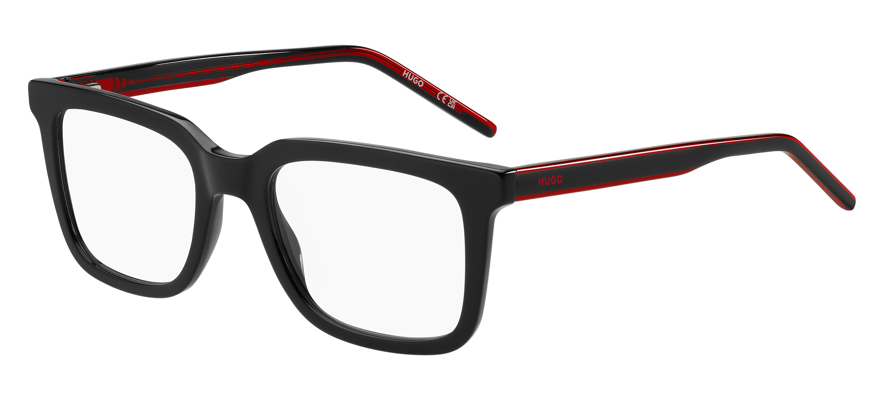 HUGO Transparent Frame Sunglasses with Vibrant Red Lenses HUGO - Red-acetate sunglasses with degradé temples - Red main image 2